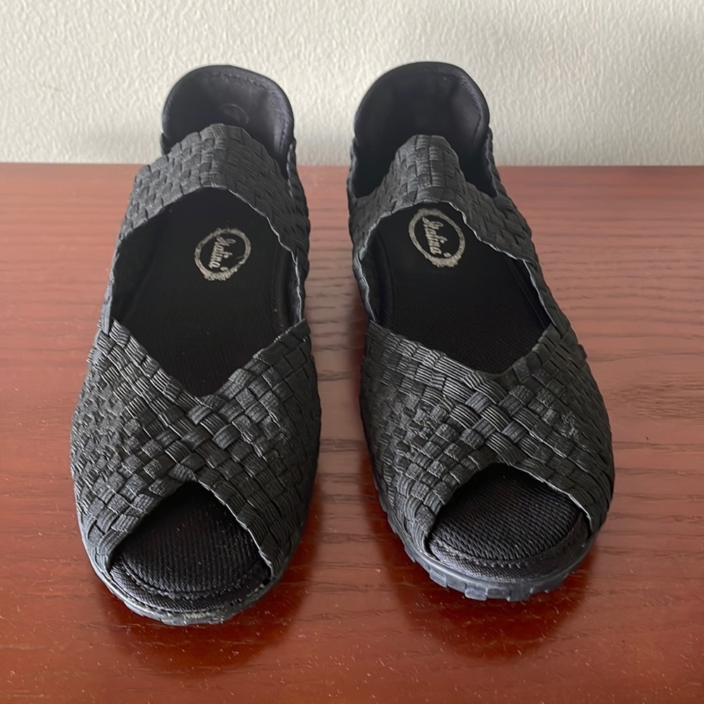 Woven Mary Janes with peep toe